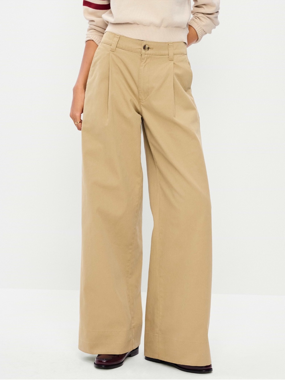 Mid high rise pleated wide leg Pants old navy